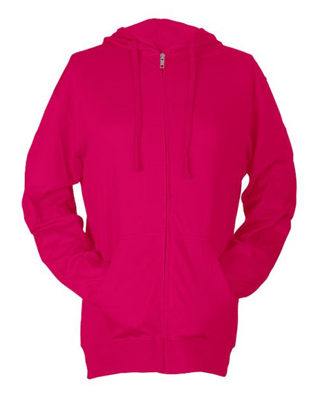 Tultex Unisex Beach Full - Zip Hooded Long Sleeve T-Shirt - Tultex 260 Heliconia XS Long Sleeve T-Shirts
