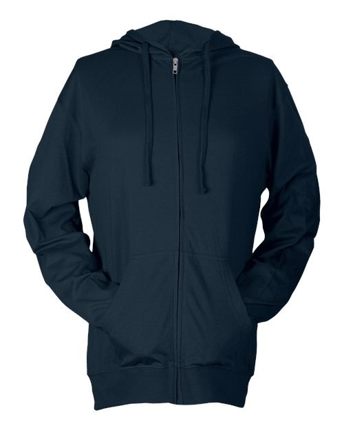 Tultex Unisex Beach Full - Zip Hooded Long Sleeve T-Shirt - Tultex 260 Navy XS Long Sleeve T-Shirts