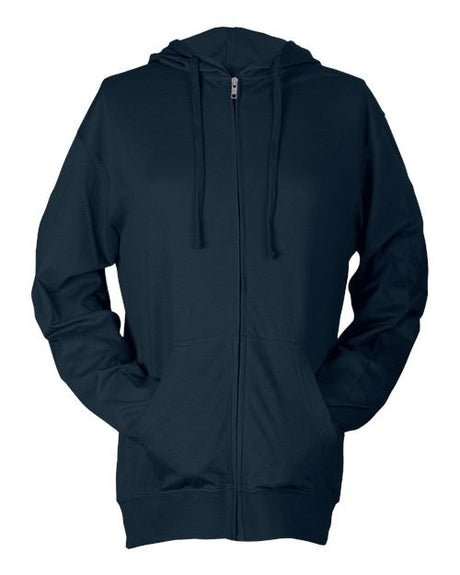 Tultex Unisex Beach Full - Zip Hooded Long Sleeve T-Shirt - Tultex 260 Navy XS Long Sleeve T-Shirts