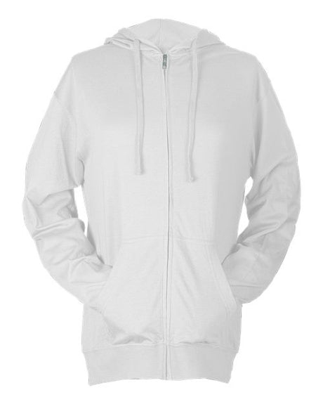 Tultex Unisex Beach Full - Zip Hooded Long Sleeve T-Shirt - Tultex 260 White XS Long Sleeve T-Shirts
