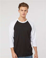 Tultex Unisex Fine Jersey Raglan T-Shirt - Black/ White - Tultex 245 Black/ White XS Short Sleeve T-Shirts