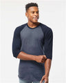 Tultex Unisex Fine Jersey Raglan T-Shirt - Heather Denim/ Navy - Tultex 245 Heather Denim/ Navy XS Short Sleeve T-Shirts