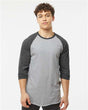 Tultex Unisex Fine Jersey Raglan T-Shirt - Heather Grey/ Heather Charcoal - Tultex 245 Heather Grey/ Heather Charcoal XS Short Sleeve T-Shirts