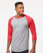 Tultex Unisex Fine Jersey Raglan T-Shirt - Heather Grey/ Heather Red - Tultex 245 Heather Grey/ Heather Red XS Short Sleeve T-Shirts