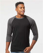 Tultex Unisex Fine Jersey Raglan T-Shirt - Tultex 245 Black/ Heather Charcoal XS Short Sleeve T-Shirts