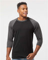 Tultex Unisex Fine Jersey Raglan T-Shirt - Tultex 245 Black/ Heather Charcoal XS Short Sleeve T-Shirts