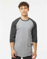 Tultex Unisex Fine Jersey Raglan T-Shirt - Tultex 245 Heather Grey/ Heather Charcoal XS Short Sleeve T-Shirts