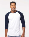 Tultex Unisex Fine Jersey Raglan T-Shirt - Tultex 245 White/ Navy XS Short Sleeve T-Shirts