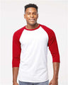 Tultex Unisex Fine Jersey Raglan T-Shirt - Tultex 245 White/ Red XS Short Sleeve T-Shirts