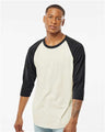 Tultex Unisex Fine Jersey Raglan T-Shirt - Vintage White/ Black - Tultex 245 Vintage White/ Black XS Short Sleeve T-Shirts