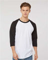 Tultex Unisex Fine Jersey Raglan T-Shirt - White/ Black - Tultex 245 White/ Black XS Short Sleeve T-Shirts