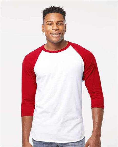 Tultex Unisex Fine Jersey Raglan T-Shirt - White/ Red - Tultex 245 White/ Red XS Short Sleeve T-Shirts