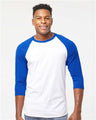 Tultex Unisex Fine Jersey Raglan T-Shirt - White/ Royal - Tultex 245 White/ Royal XS Short Sleeve T-Shirts