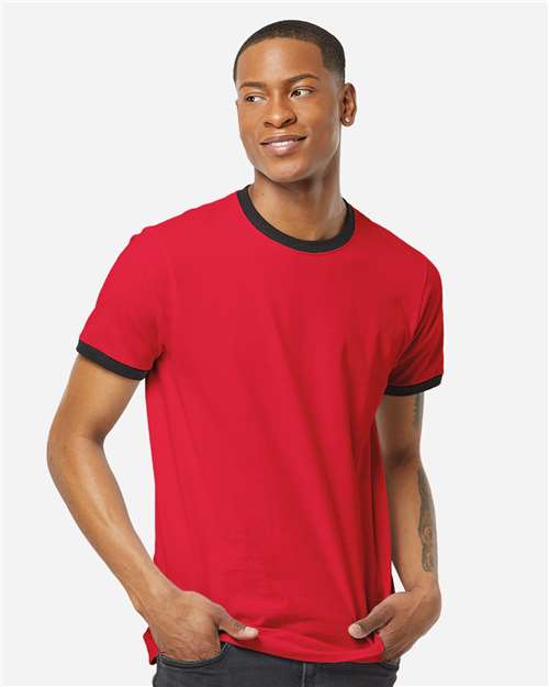 Tultex Unisex Fine Jersey Ringer T-Shirt - Tultex 246 Red/ Black XS Short Sleeve T-Shirts