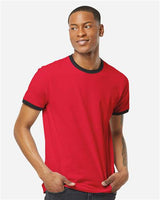 Tultex Unisex Fine Jersey Ringer T-Shirt - Tultex 246 Red/ Black XS Short Sleeve T-Shirts