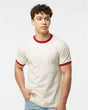 Tultex Unisex Fine Jersey Ringer T-Shirt - Tultex 246 Vintage White/ Rio Red XS Short Sleeve T-Shirts
