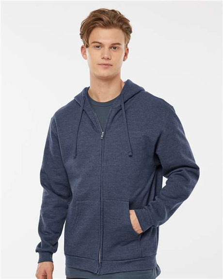 Tultex Unisex Full - Zip Hooded Sweatshirt - Tultex 331 Heather Denim XS Zip Hoodies