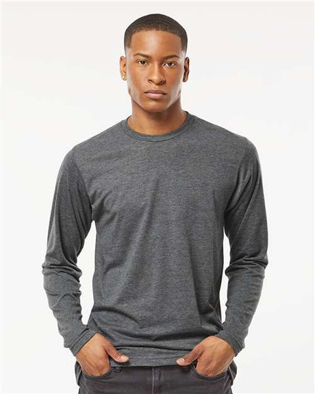 Tultex Unisex Poly - Rich Long Sleeve T-Shirt - Tultex 242 Heather Charcoal XS Long Sleeve T-Shirts