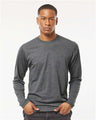 Tultex Unisex Poly - Rich Long Sleeve T-Shirt - Tultex 242 Heather Charcoal XS Long Sleeve T-Shirts