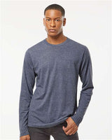 Tultex Unisex Poly - Rich Long Sleeve T-Shirt - Tultex 242 Heather Navy XS Long Sleeve T-Shirts
