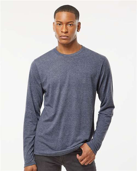 Tultex Unisex Poly - Rich Long Sleeve T-Shirt - Tultex 242 Heather Navy XS Long Sleeve T-Shirts