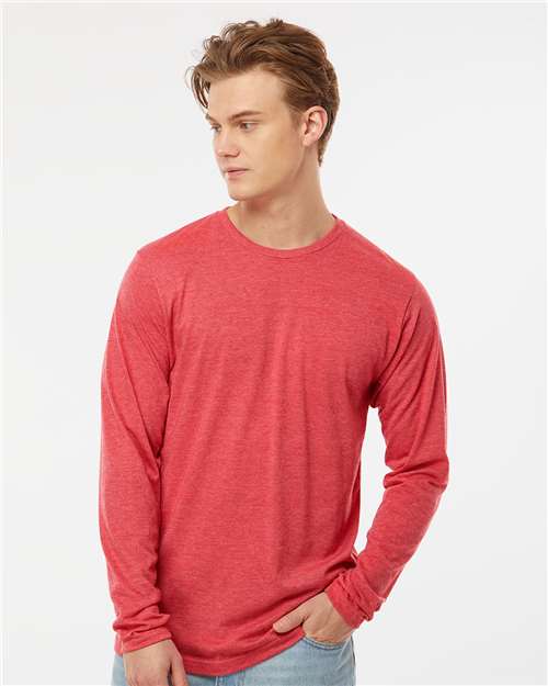 Tultex Unisex Poly - Rich Long Sleeve T-Shirt - Tultex 242 Heather Red XS Long Sleeve T-Shirts