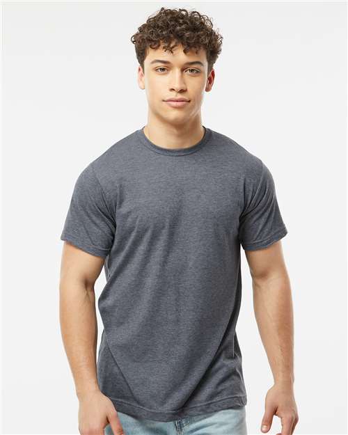 Tultex Unisex Poly - Rich T-Shirt - Heather Navy - Tultex 241 Heather Navy XS Short Sleeve T-Shirts