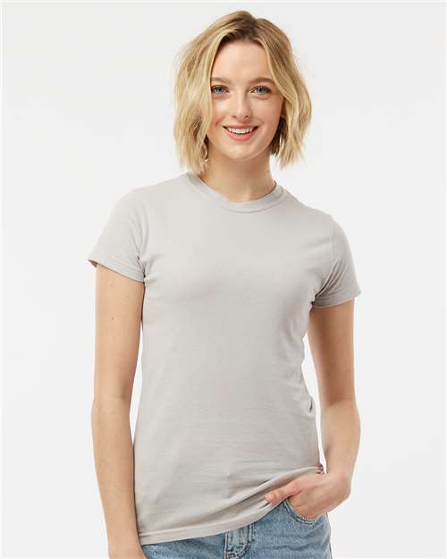 Tultex Women's Fine Jersey Slim Fit T-Shirt - Silver - Tultex 213 Silver XS Short Sleeve T-Shirts