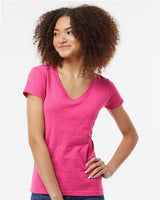 Tultex Women's Fine Jersey V - Neck T-Shirt - Tultex 214 Fuchsia XS Short Sleeve T-Shirts