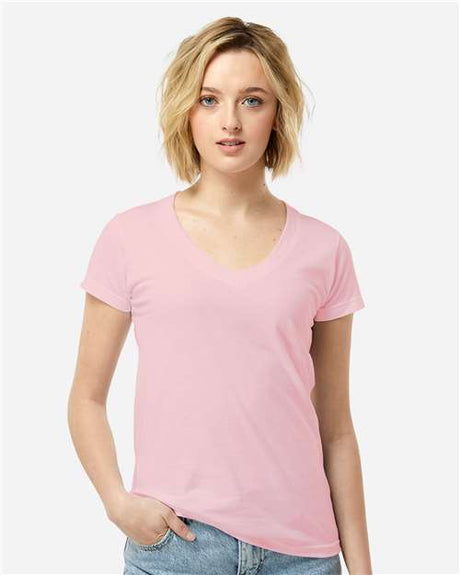 Tultex Women's Fine Jersey V - Neck T-Shirt - Tultex 214 Pink XS Short Sleeve T-Shirts