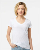 Tultex Women's Fine Jersey V - Neck T-Shirt - Tultex 214 White XS Short Sleeve T-Shirts