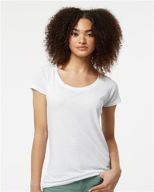 Tultex Women's Poly - Rich Scoop Neck T-Shirt - Tultex 243 Black XS Short Sleeve T-Shirts