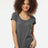 Tultex Women's Poly - Rich Scoop Neck T-Shirt - Tultex 243 Heather Charcoal XS Short Sleeve T-Shirts