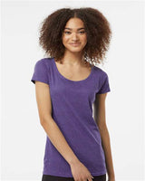 Tultex Women's Poly - Rich Scoop Neck T-Shirt - Tultex 243 Heather Purple XS Short Sleeve T-Shirts
