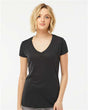 Tultex Women's Poly - Rich V - Neck T-Shirt - Tultex 244 Black XS Short Sleeve T-Shirts