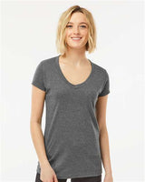 Tultex Women's Poly - Rich V - Neck T-Shirt - Tultex 244 Heather Charcoal XS Short Sleeve T-Shirts