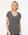 Tultex Women's Poly - Rich V - Neck T-Shirt - Tultex 244 Heather Charcoal XS Short Sleeve T-Shirts