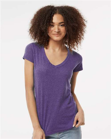 Tultex Women's Poly - Rich V - Neck T-Shirt - Tultex 244 Heather Purple XS Short Sleeve T-Shirts