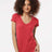 Tultex Women's Poly - Rich V - Neck T-Shirt - Tultex 244 Heather Red XS Short Sleeve T-Shirts
