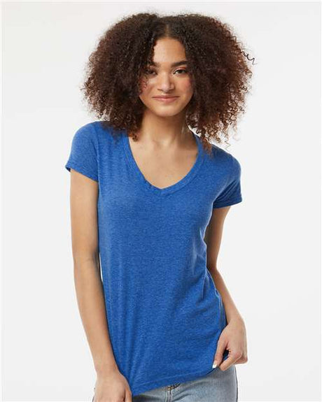 Tultex Women's Poly - Rich V - Neck T-Shirt - Tultex 244 Heather Royal XS Short Sleeve T-Shirts