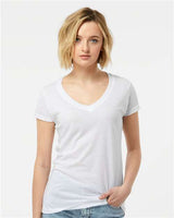 Tultex Women's Poly - Rich V - Neck T-Shirt - Tultex 244 White XS Short Sleeve T-Shirts