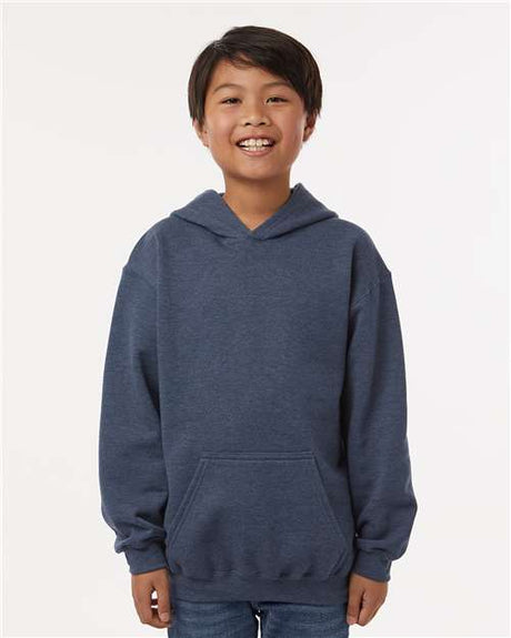 Tultex Youth Hooded Sweatshirt - Tultex 320Y Heather Denim XS Sweatshirts