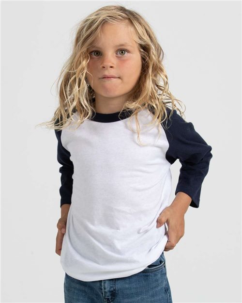 Tultex Youth Raglan T-Shirt - Tultex 245Y Heather Charcoal/ Black XL Short Sleeve T-Shirts