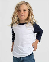 Tultex Youth Raglan T-Shirt - Tultex 245Y Heather Charcoal/ Black XL Short Sleeve T-Shirts
