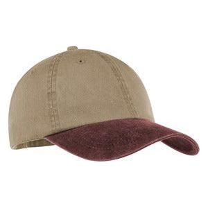 Two - Tone Pigment - Dyed Cap Khaki/Maroon Hats