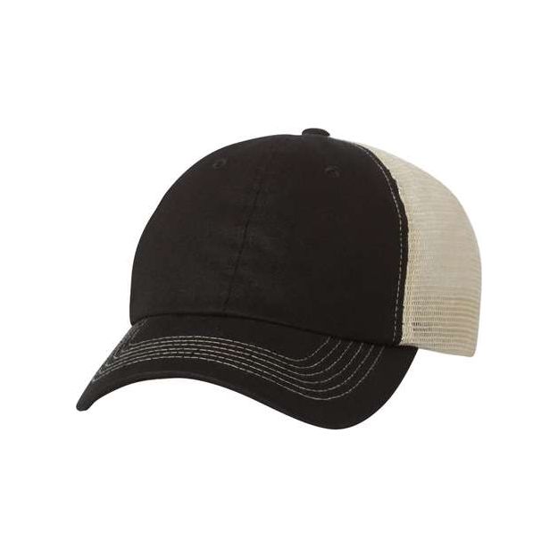 Valucap Contrast - Stitch Mesh - Back Cap - Valucap 3100 Black/ Stone Adjustable Hats