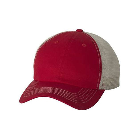 Valucap Contrast - Stitch Mesh - Back Cap - Valucap 3100 Red/ Stone Adjustable Hats