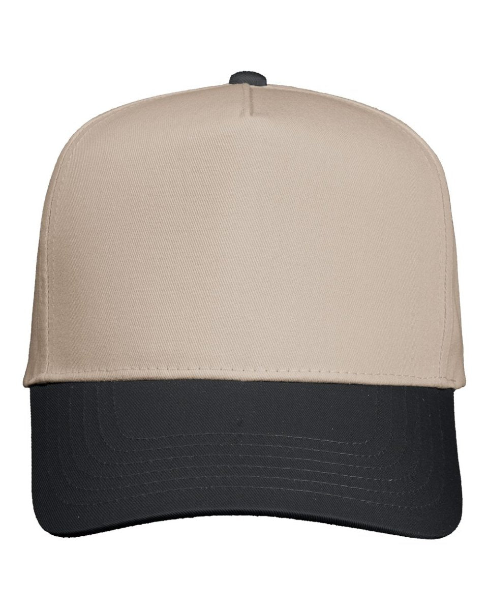 Valucap Five - Panel Twill Cap - Valucap 8869 Khaki/ Black Adjustable Hats