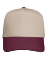 Valucap Five - Panel Twill Cap - Valucap 8869 Khaki/ Maroon Adjustable Hats