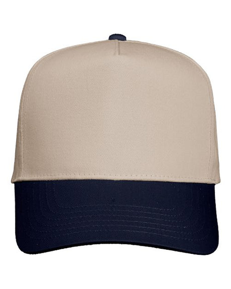 Valucap Five - Panel Twill Cap - Valucap 8869 Khaki/ Navy Adjustable Hats